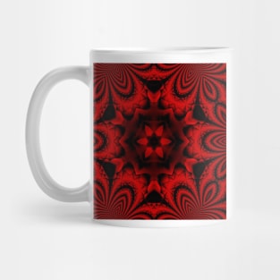 scarlet and red hexagonal floral fantasy kaleidoscopic design Mug